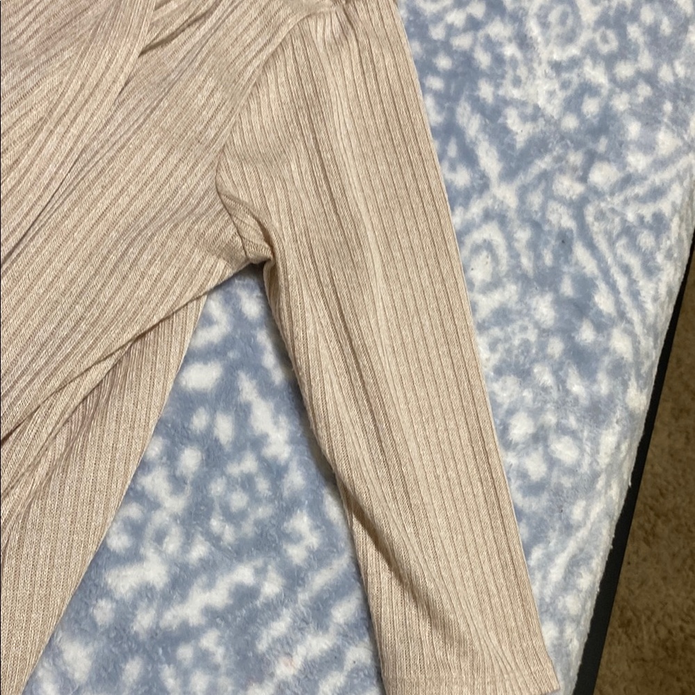 Cozy Beige Ribbed Robe - Picture 2 of 3